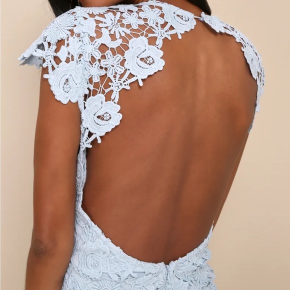 Lulus Romance Language Light Blue Backless Lace Dress - Picture 8 of 11